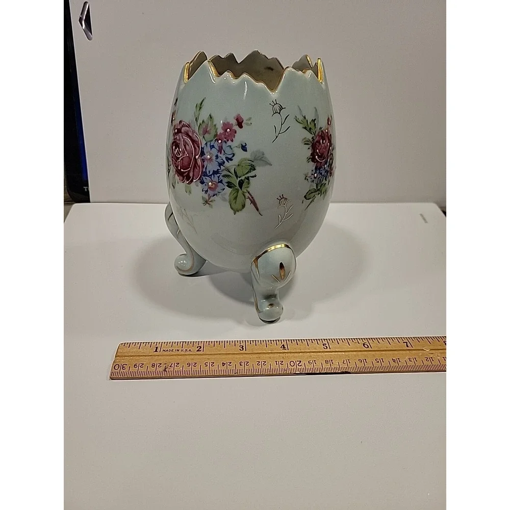 Vintage Napcoware‎ Egg-Shaped Porcelain Vase Pink Floral